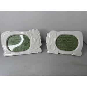 Vintage Schmid Ceramic Animal Picture Frames - Lion and Elephant